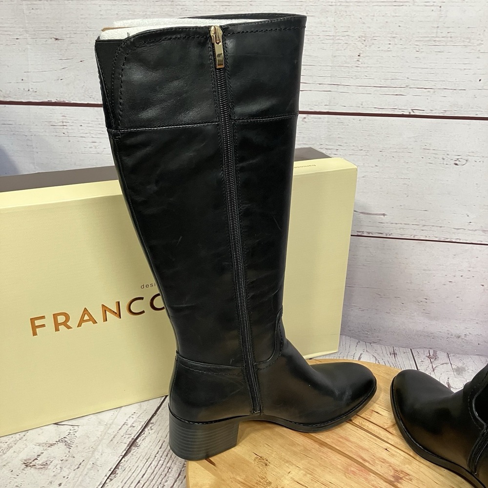 Franco Sarto Lizbeth Black Leather Tall Riding Boots Womens Size 9.5M Equestrian - Picture 8 of 15